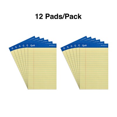 Quill Brand® Gold Signature Premium Series Legal Pad, 5"x 8", Legal Ruled, Canary Yellow, 50 Sheets/Pad, 12 Pads/Pack (742274)