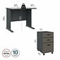 Bush Business Furniture Cubix 36W Desk with Mobile File Cabinet, Slate/White Spectrum (SRA024SLSU)