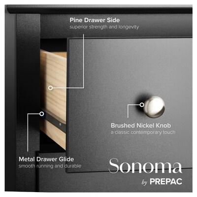 Prepac 29" Sonoma 6 Drawer Dresser, Black (BDC-6330-K)