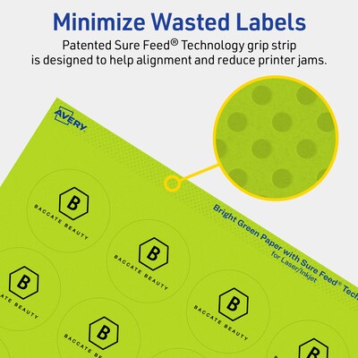 Avery Circle Multipurpose Labels, 1-2/3" Dia., Bright Green, 400/Pack (94508)