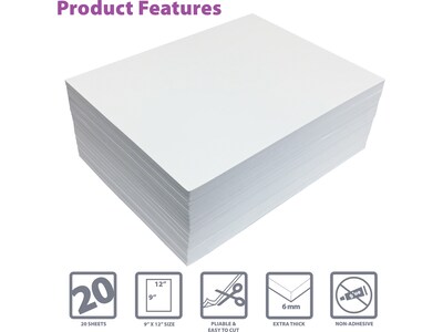 Better Office EVA Foam Sheet, White, 20/Pack (01619)