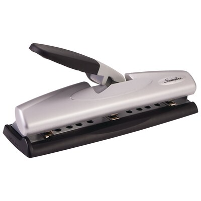 Swingline® LightTouch® Desktop 2-3-Hole Punch, 12 Sheet Capacity, Black/Silver (A7074026)