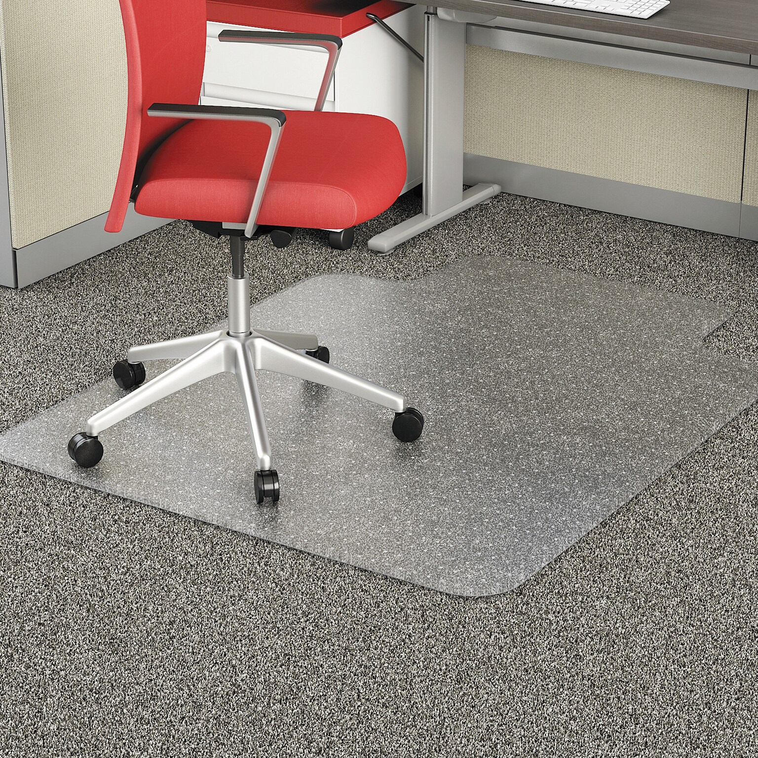 Alera Carpet Chair Mat with Lip, 45 x 53, Low-Pile, Clear (ALEMAT4553CFPL)