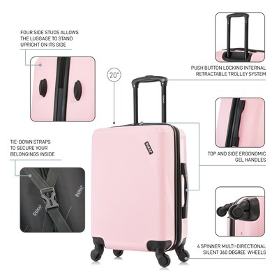 DUKAP Discovery 20" Hardside Suitcase, 4-Wheeled Spinner, TSA Checkpoint Friendly, Pink (DKDIS00S-PNK)