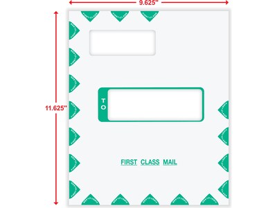 ComplyRight Self-Seal Tax Envelope, 11.63 x 9.63, White/Green, 50/Pack (PEV48)