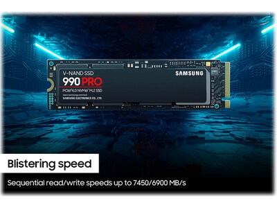 Samsung 990 PRO 1TB M.2 PCI Express 4.0 Internal Solid-State Drive, V-NAND (MZ-V9P1T0B/AM)