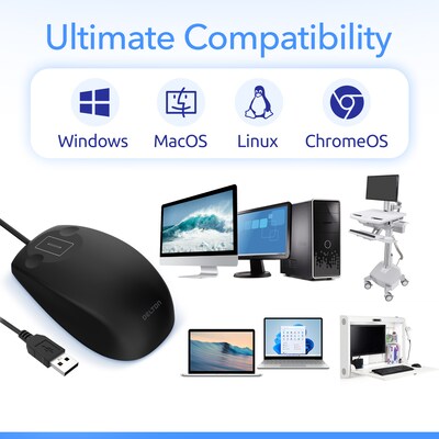 Delton M41 Ambidextrous Optical USB Mouse, Black (DMSWM41-U)