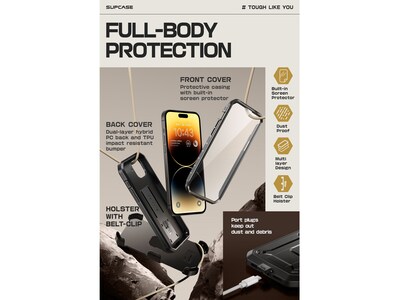 SUPCASE Unicorn Beetle PRO Rugged Case for iPhone 15 Plus, Shock-Absorbing, Black (SUP-iPhone2023-6.7-UBPro-SP-Black)