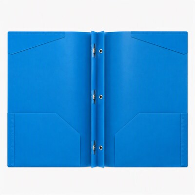 Staples Matte Plastic 2-Pocket Portfolio Folder with Fasteners, Letter Size, Durable and Flexible, Blue