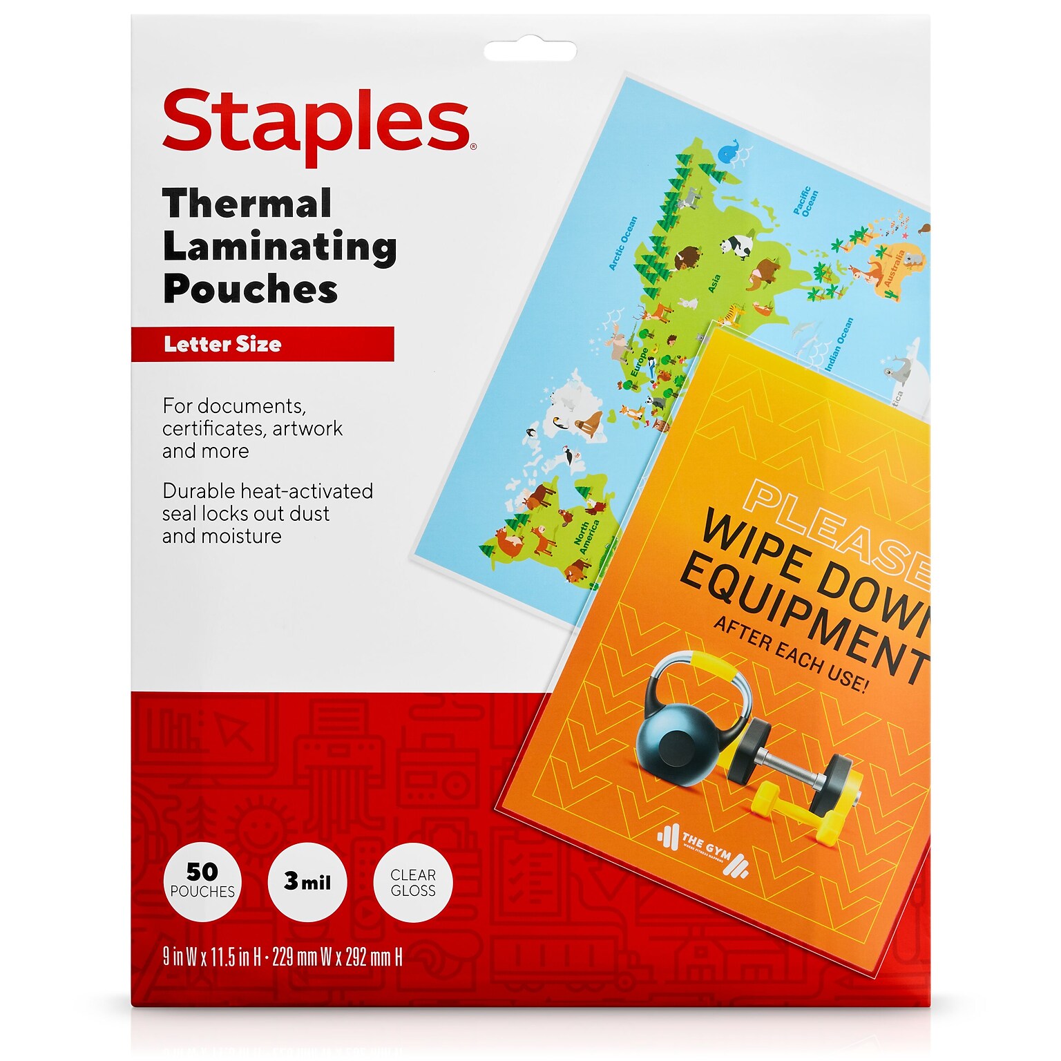 Staples Thermal Laminating Pouches, Letter Size, 3 Mil, 50/Pack (5200507/5200525)