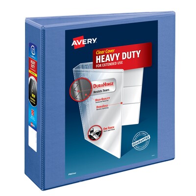 Avery Heavy Duty 3 3-Ring View Binders, D-Ring, Periwinkle (17558)
