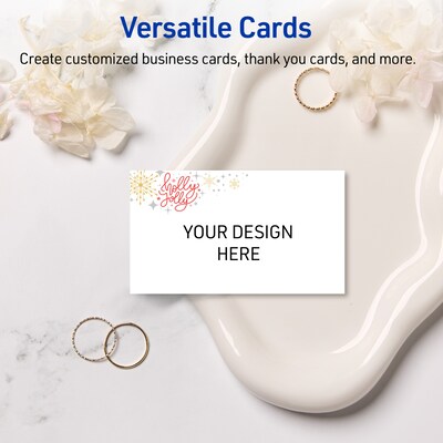 Avery Silver-Holly Sparkles Matte Blank Card, White, 80/Pack (S00-FHR)