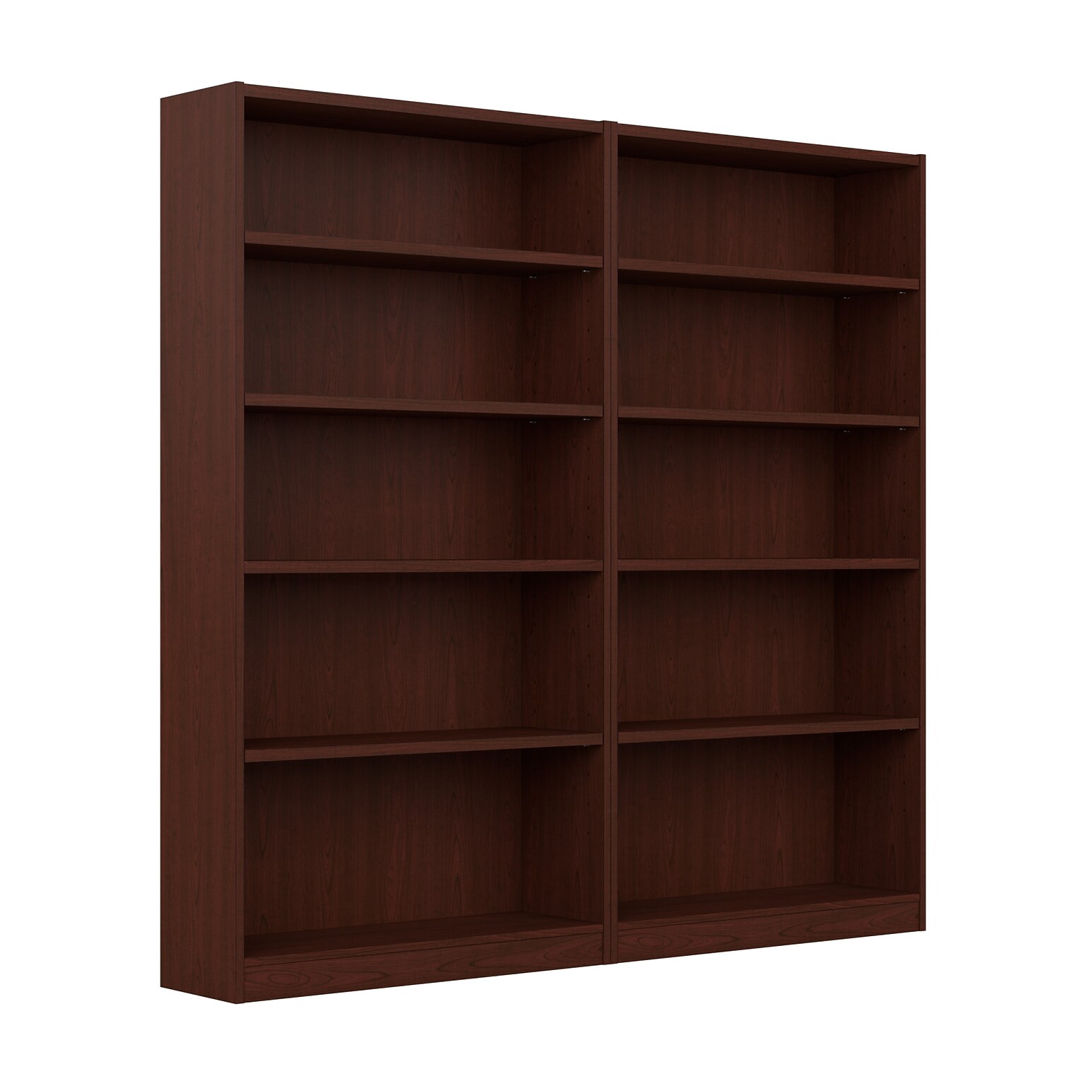 Bush Furniture Universal 72H 5-Shelf Bookcase with Adjustable Shelves, Vogue Cherry, 2/Set (UB003VC)
