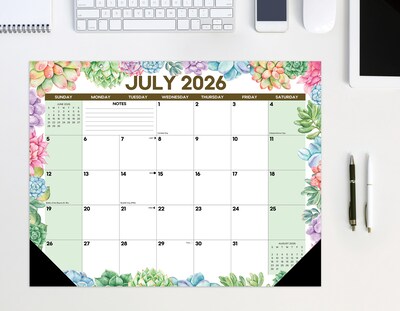 2026-2027 Willow Creek 22" x 17" Academic Monthly Desk Pad Calendar, Succulents (64726)