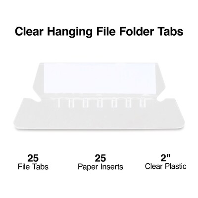 Staples® Hanging File Folder Tabs, Clear, 25/Pack (ST117796-CC)