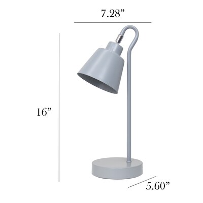 Simple Designs Sleek Essentials LED Desk Lamp, 16", Gray (LD1079-GRY)