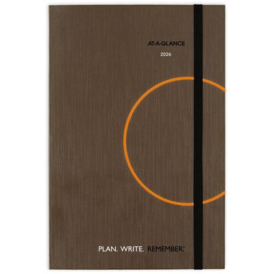 2026 AT-A-GLANCE Plan. Write. Remember. 5" x 8.25" Daily Planner, Paperboard Cover, Brown/Orange (70-6201-30-26)