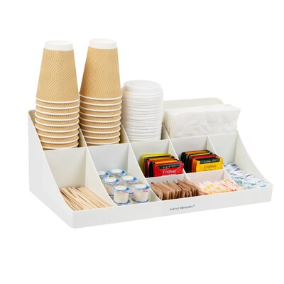 Mind Reader 11 Compartment Plastic Coffee Cup and Condiment Organizer, White (COMORG-WHT)