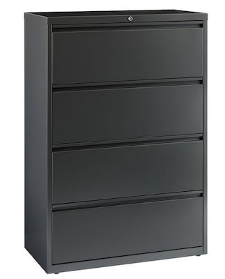 Lorell Fortress Series 4-Drawer Lateral File Cabinet, 36W x 18.6D x 52.5H, Legal/Letter, Charcoal (LLR60446)
