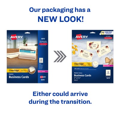 Avery Clean Edge Business Cards, 3.5 x 2, Matte Ivory, 200/Pack (5876)