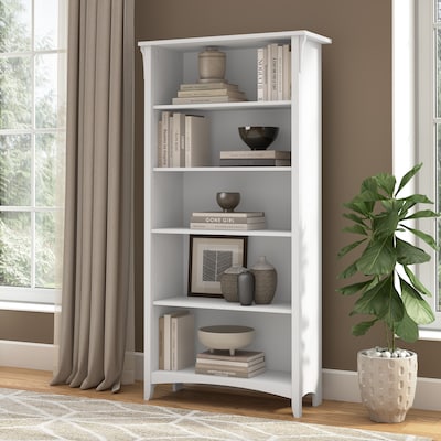 Bush Home Salinas Tall 5 Shelf Bookcase, Pure White (SAB132G2W-03)