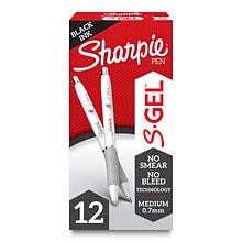 Sharpie S-Gel Retractable Gel Pen, Medium Point, Black Ink, Dozen (2126236)