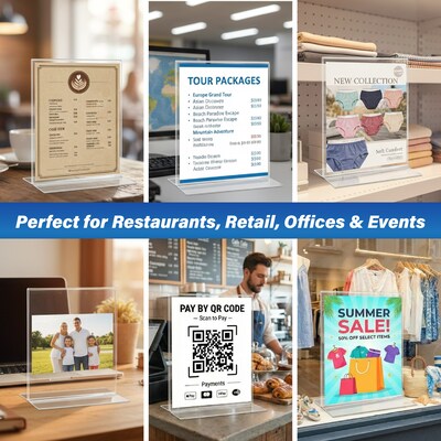 Azar 8.5" x 11" Sign Holder, Desktop/Countertop, Bottom Loading, Plastic, 3/Pack (152430-3PK)
