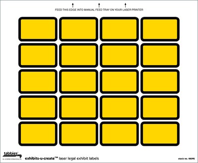 Tabbies Exhibits-U-Create Labels, Blank, 1 X 1 5/8, Yellow, 240/Pack (48092)