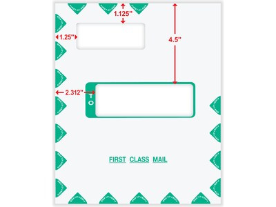 ComplyRight Self-Seal Tax Envelope, 11.63" x 9.63", White/Green, 50/Pack (PEV48)