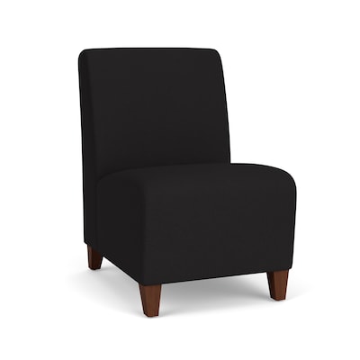 Lesro Ravenna Fabric Guest Chair, Armless, Open House Black/Walnut Wood (RV1102.FWL-01OHBK)