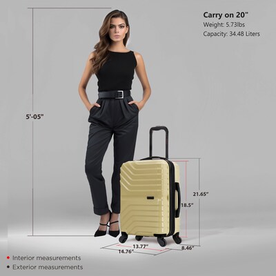 InUSA Aurum 21.65" Hardside Suitcase, 4-Wheeled Spinner, TSA Checkpoint Friendly, Champagne (IUAUR00S-CHA)