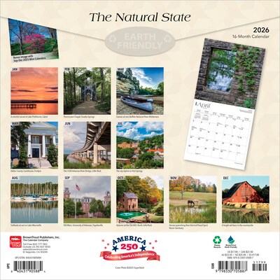 2026 BrownTrout The Natural State Arkansas Places 12 x 12 Monthly Wall Calendar (9798330705887)