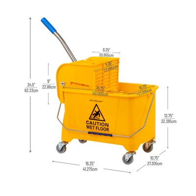 Mind Reader Mobile Mop Bucket & Wringer, 22 Quart, Yellow (MOPT20-YLW)