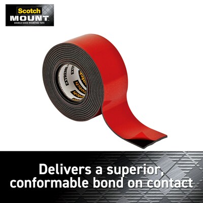 Scotch-Mount Extreme Double-Sided Mounting Tape, 1 x 60, 1 Roll, Black (414P)