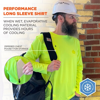 Chill-Its 6689 Long Sleeve Cooling Sun Shirt with UV Protection, Lime, 2XL (12146)