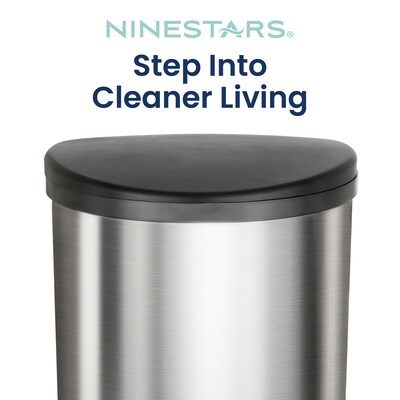 Nine Stars Stainless Steel Toe Tap Sensor Trash Can, 13.2 Gallon, Silver (TTT-50-19)