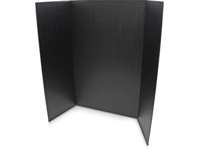 Flipside Tri-Fold Project Board, 48 x 36, Corrugated Paper, Black, 4/Pack (18067)