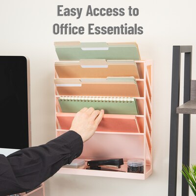 Mind Reader 5-Pocket Plastic Mountable Wall File, Letter Size, Pink (WALLANCH-PNK)