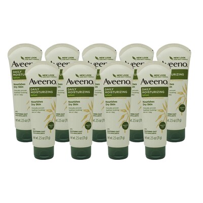 Aveeno Daily Moisturizing Lotion, 2.5 oz Bottle, 9 Bottles/Bag, 16 Bags/Carton