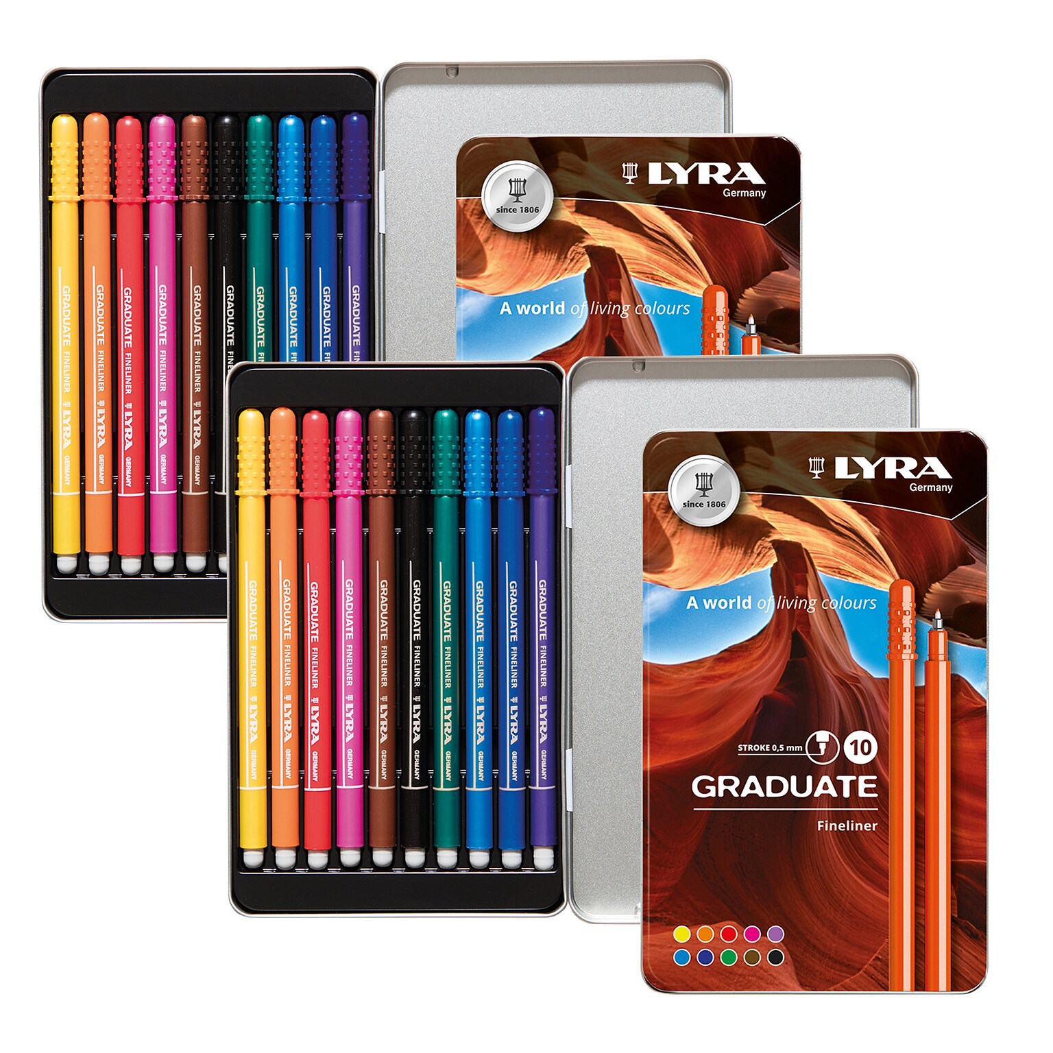 Lyra Graduate Water-Based Marker, Assorted Colors, 10 Markers/Set, 2 Sets/Bundle (LYXL677110000-2)
