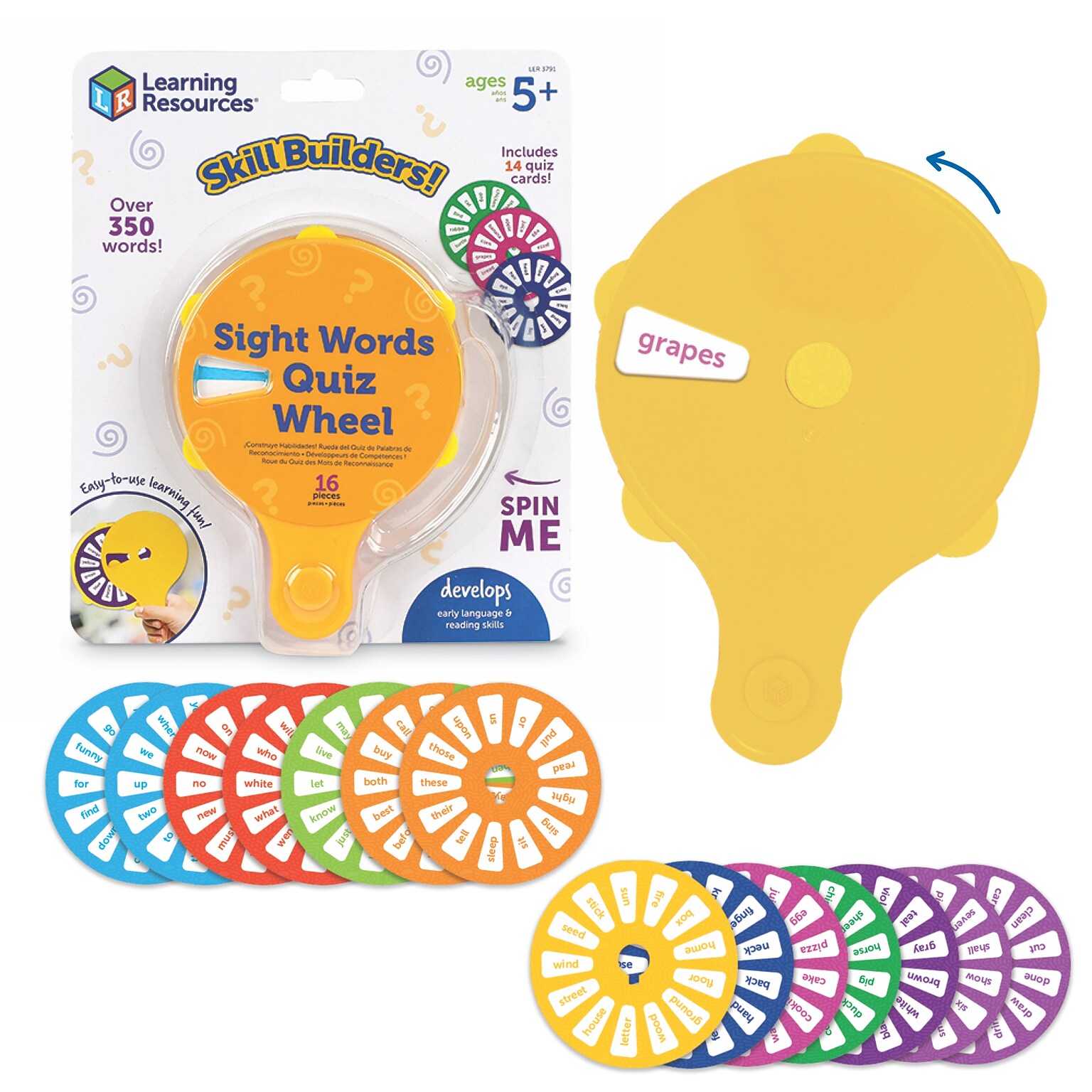 Learning Resources Skill Builders! Sight Words Quiz Wheel, 16/Pack (LER3791)
