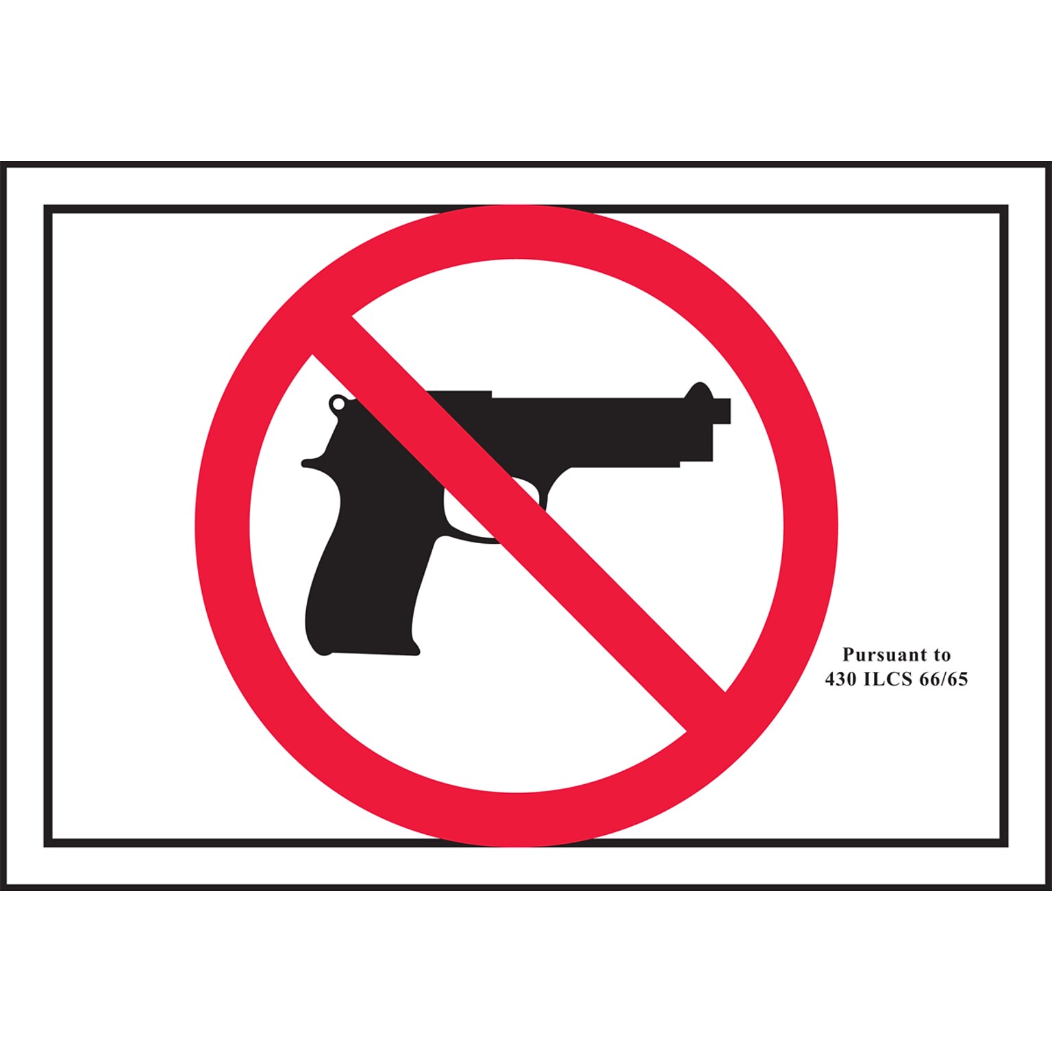 AccuformNMC Illonois Firearms PURSUANT TO 430 ILCS 66/65 Wall Sign, 4.5 x 6.5, Black/Red/White (MACC550VA)