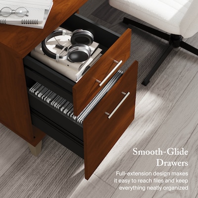 Bush Furniture Somerset 72"W 3 Position Sit to Stand L Shaped Desk, Hansen Cherry (SET014HC)