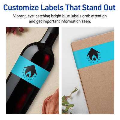 Avery Printable Rectangle Multipurpose Labels, 2.25" x 7.75", Bright Blue, 40/Pack (94244)