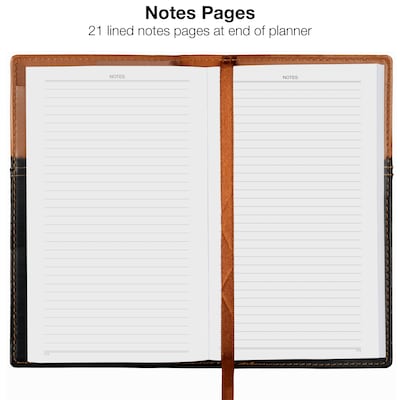 2027 Excello Brands 3.5" x 6" Weekly & Monthly Planner, Faux Leather Cover, Brown/Black (ORY27-PKPN36-BN)