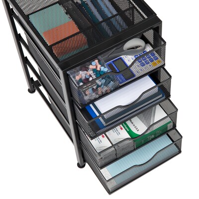 Mind Reader 4-Drawer Desktop Storage, Metal Mesh, Black (4TMCA-BLK)