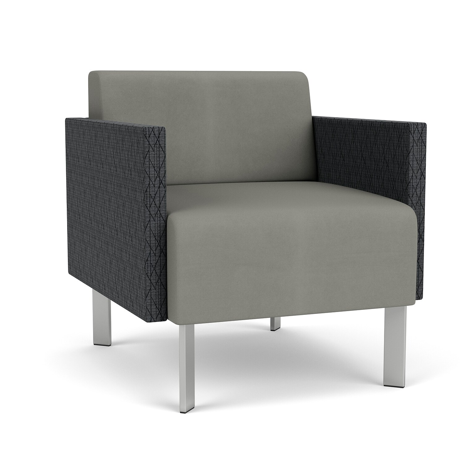 Lesro Luxe Vinyl Lounge Chair, Patriot Plus Dove/Adler Nocturnal/Silver (LX1101.FSV-02PPDO.03PPDO.04ADNT.05ADNT)