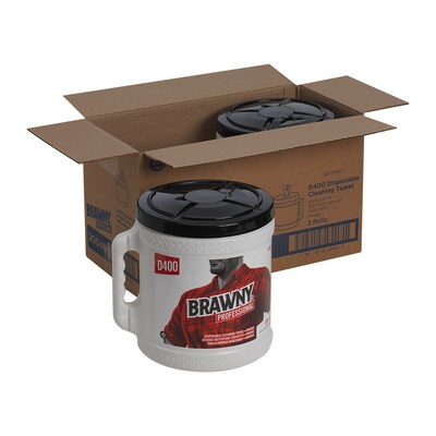 Brawny Professional D400 Durable Fibers Wipers, 200 Towels/Bucket, 2 Buckets/Carton (20040)