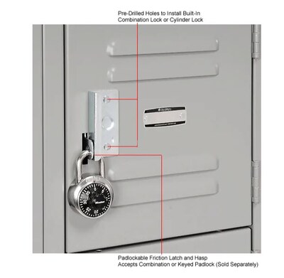 Global Industrial Capital 6-Tier 18-Door Box Locker, 36"W x 12"D x 78"H, Gray (652155GY)