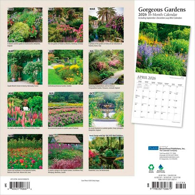 2026 Plato Gorgeous Gardens 12 x 12 Monthly Wall Calendar (9798330706679)